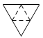 Red de un tetraedro que es tres triángulos isósceles con un borde en común con a adelante.