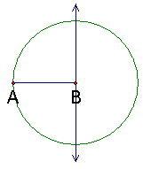 Construct a circle with center B and radius AB.